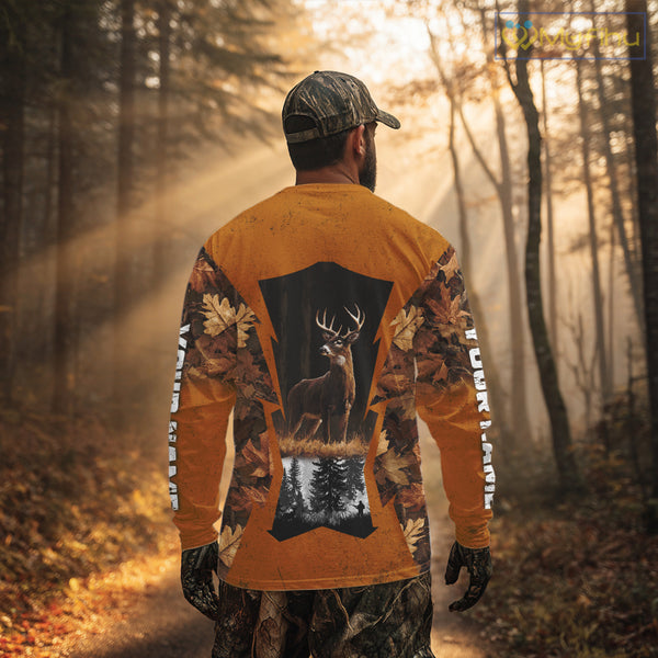 Whitetail Deer Hunting Orange Camo Autumn - Personalized All Over Print Deer Hunting Clothes NHT179