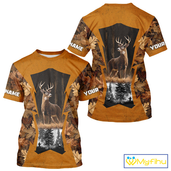 Whitetail Deer Hunting Orange Camo Autumn - Personalized All Over Print Deer Hunting Clothes NHT179