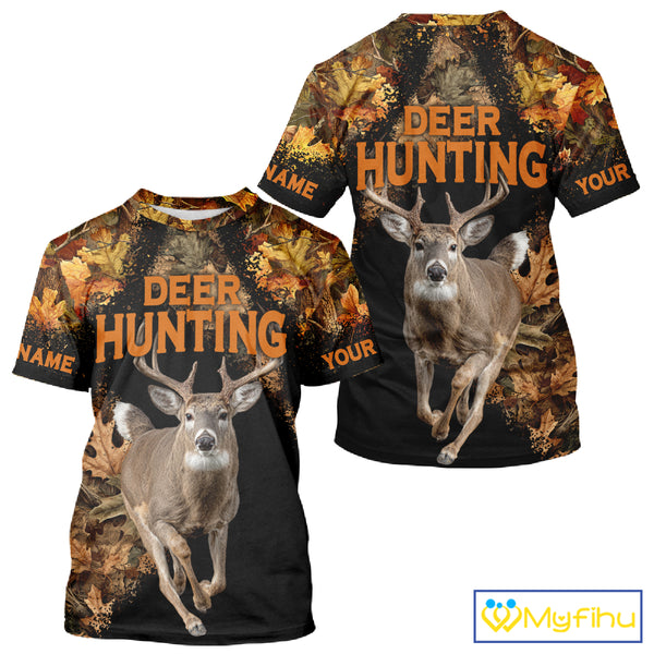 Deer Hunting Black With Camo Autumn - Personalized All Over Print Deer Hunting Clothes NHT182