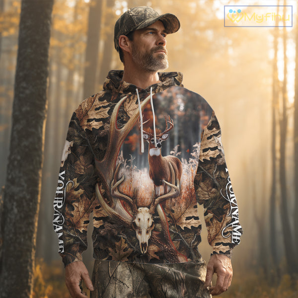 Deer Skull Reaper Hunting Camouflage Hunting Clothes Customize 3D All Over Printed Shirts NHT185