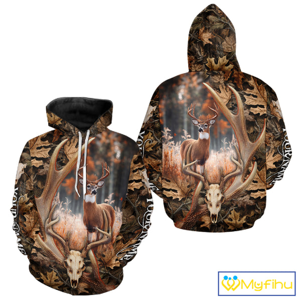Deer Skull Reaper Hunting Camouflage Hunting Clothes Customize 3D All Over Printed Shirts NHT185