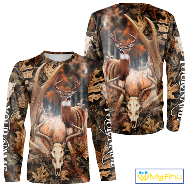 Deer Skull Reaper Hunting Camouflage Hunting Clothes Customize 3D All Over Printed Shirts NHT185