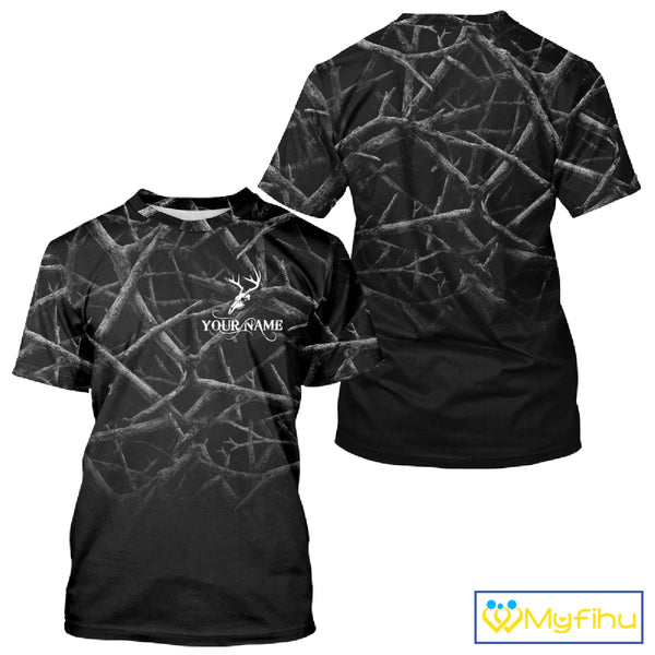 Best Deer Hunting Shirt Black Camo Customize Name 3D All Over Printed Shirts, Hunting Gift NHT82