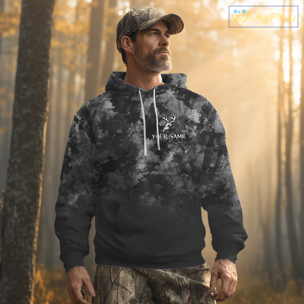 Best Deer Hunting Shirt Black Camouflage Custom Name 3D All Over Printed Shirts Hunting Gift NHT83