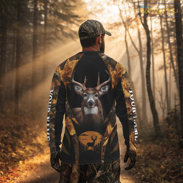 Deer Hunting Black With Camo Autumn - Personalized All Over Print Deer Hunting Clothes NHT190