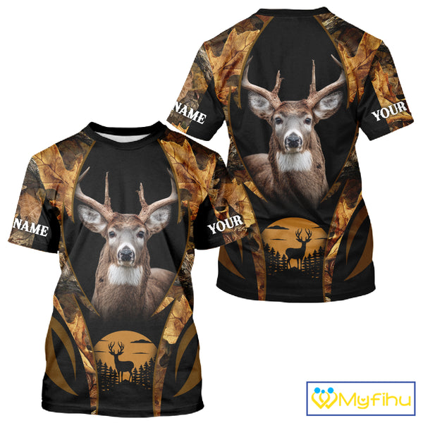 Deer Hunting Black With Camo Autumn - Personalized All Over Print Deer Hunting Clothes NHT190