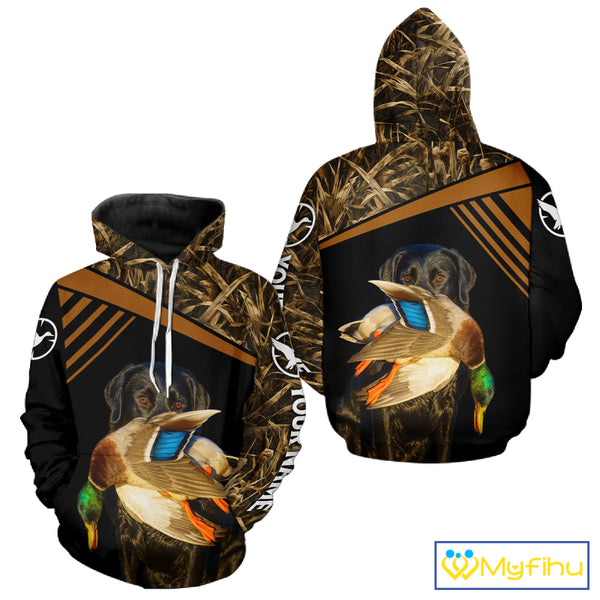 Black Mallard Duck Hunting Shirt With Black Lab Dog, Personalized Hunting Clothes NHT193