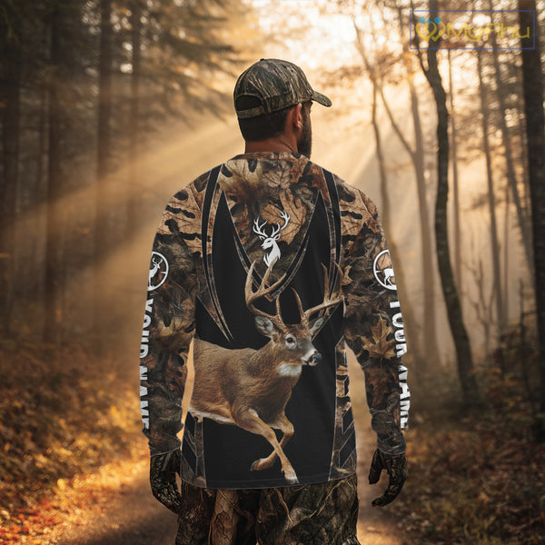 Whitetail Deer Jumping 3D All Over Print Shirts, Personalized Hunting Gifts For Deer Hunters NHT194