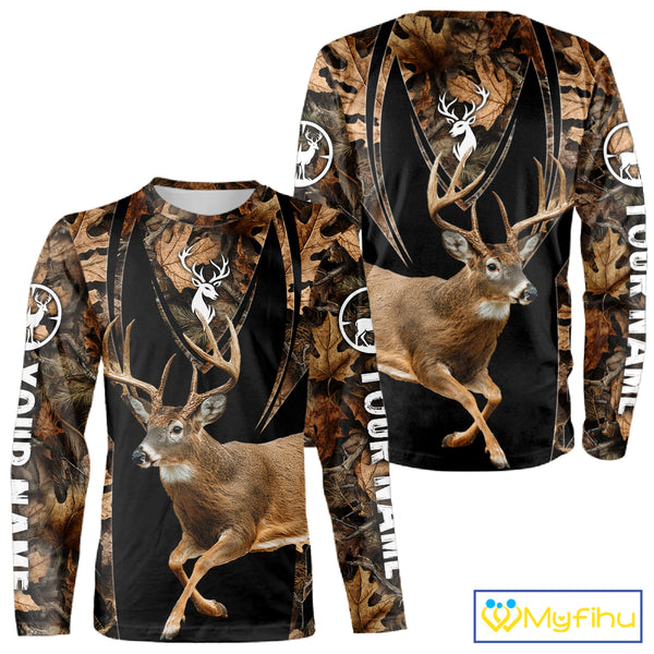 Whitetail Deer Jumping 3D All Over Print Shirts, Personalized Hunting Gifts For Deer Hunters NHT194