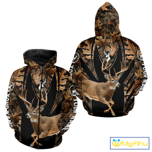 Whitetail Deer Jumping 3D All Over Print Shirts, Personalized Hunting Gifts For Deer Hunters NHT194