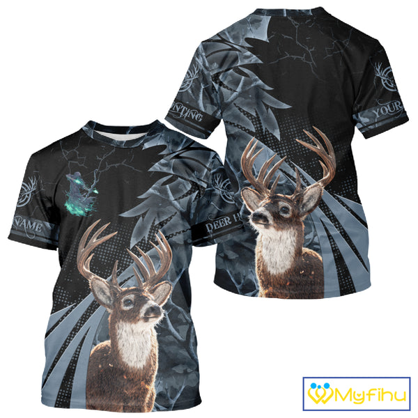 Deer Hunting Dark Blue Camo Grim Reaper Custom Name 3D All Over Print Shirts Gift For Hunters NHT84