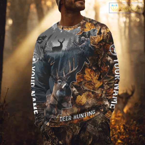 Personalized Grim Reaper Deer Hunting 3D Camo Shirt , Deer Hunting Shirt NHT278
