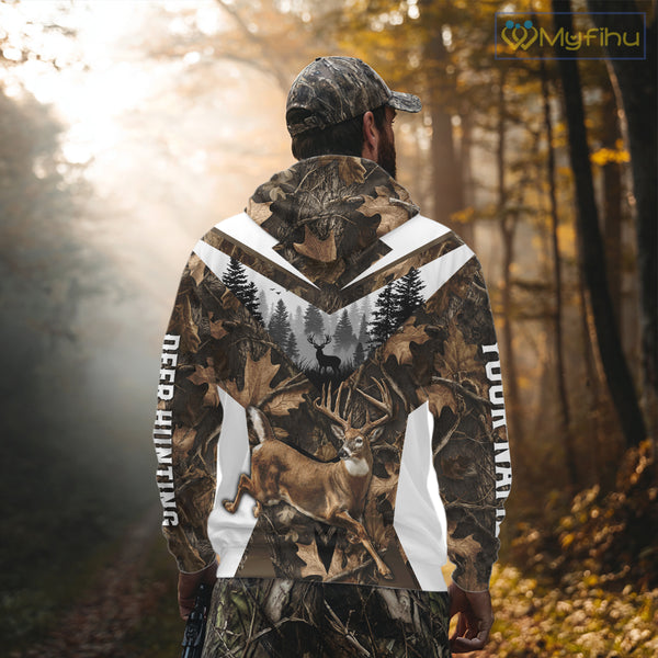 Whitetail Deer Hunting Custom Name Camo Shirt, Deer Hunting Shirt NHT332