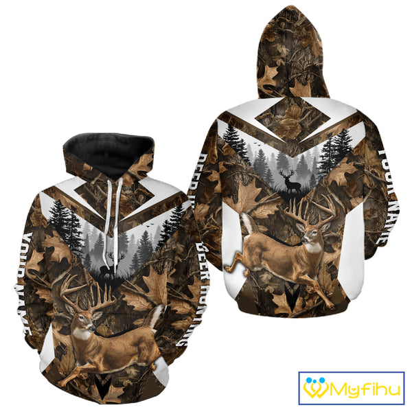 Whitetail Deer Hunting Custom Name Camo Shirt, Deer Hunting Shirt NHT332