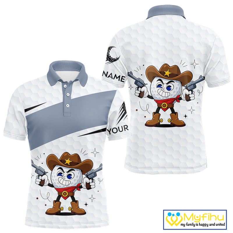 Funny Mens Golf Polo Shirts Custom Cowboy Golf Ball Golf Outfits, Best Golf Gifts NHT860