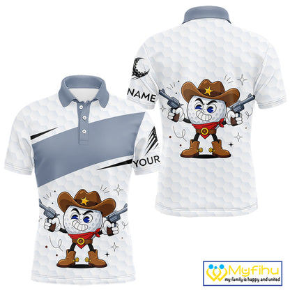 Funny Mens Golf Polo Shirts Custom Cowboy Golf Ball Golf Outfits, Best Golf Gifts NHT860