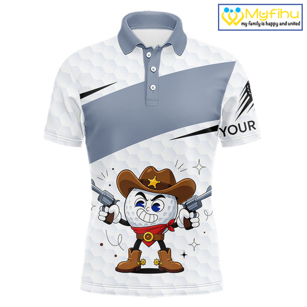 Funny Mens Golf Polo Shirts Custom Cowboy Golf Ball Golf Outfits, Best Golf Gifts NHT860