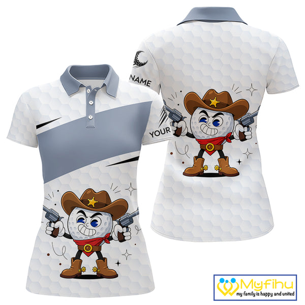 Funny Womens Golf Polo Shirts Custom Cowboy Golf Ball Golf Outfits, Best Golf Gifts NHT860