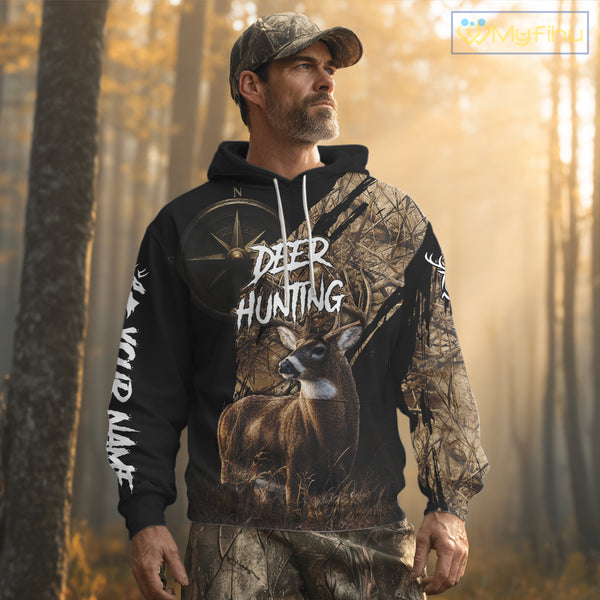 Custom Deer Hunting Shirt with Compass Design, Best for Hunting Season NHT287