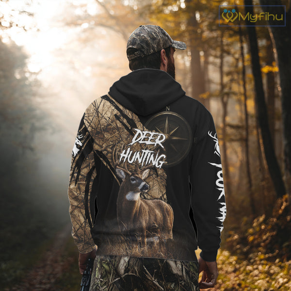 Custom Deer Hunting Shirt with Compass Design, Best for Hunting Season NHT287