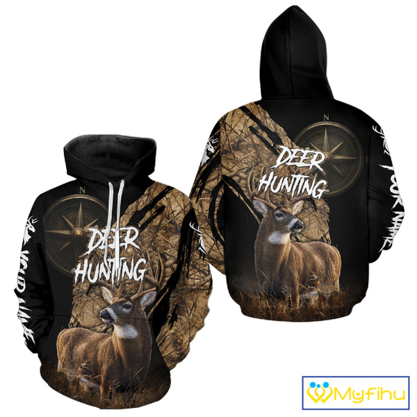 Custom Deer Hunting Shirt with Compass Design, Best for Hunting Season NHT287