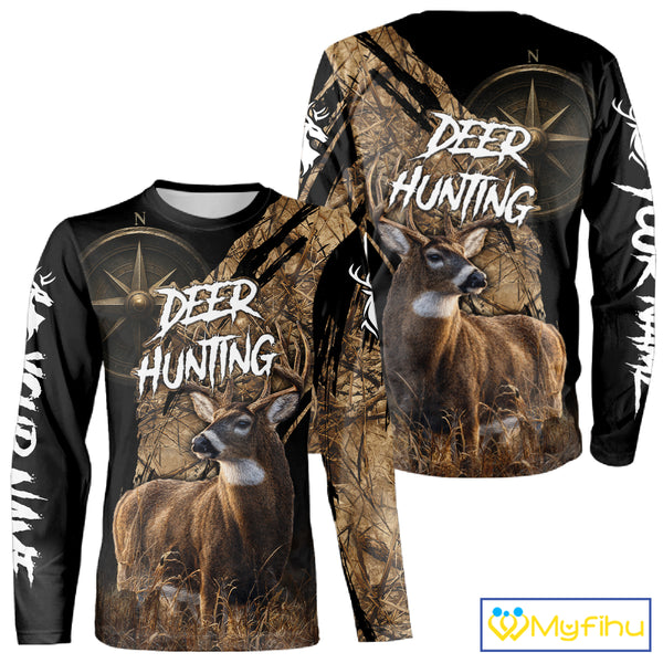 Custom Deer Hunting Shirt with Compass Design, Best for Hunting Season NHT287