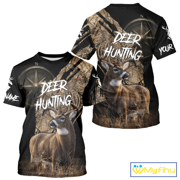 Custom Deer Hunting Shirt with Compass Design, Best for Hunting Season NHT287