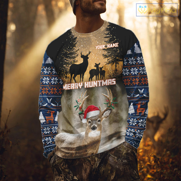Personalized Huntmas Deer Hunting Shirt, Merry Huntmas Deer hunting Christmas Gifts NHT289