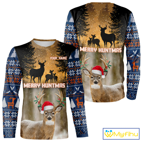 Personalized Huntmas Deer Hunting Shirt, Merry Huntmas Deer hunting Christmas Gifts NHT289