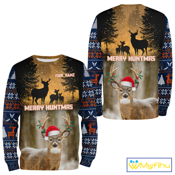 Personalized Huntmas Deer Hunting Shirt, Merry Huntmas Deer hunting Christmas Gifts NHT289