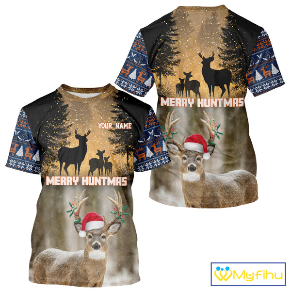 Personalized Huntmas Deer Hunting Shirt, Merry Huntmas Deer hunting Christmas Gifts NHT289