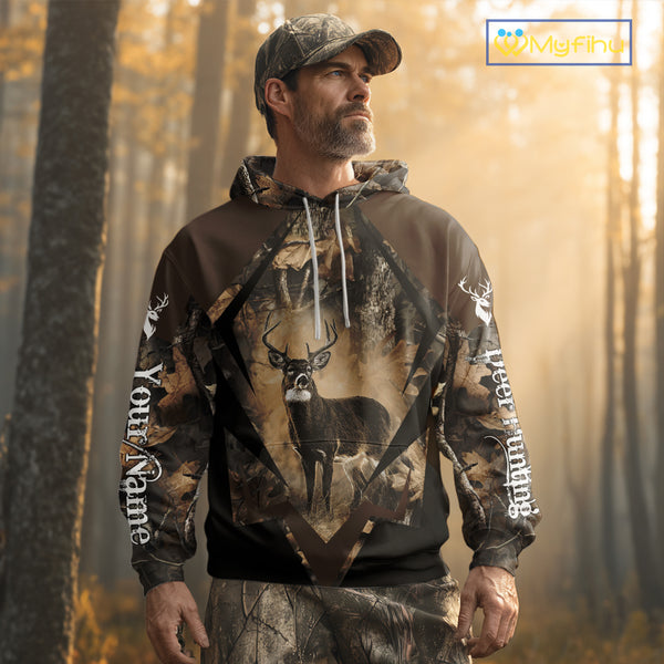 Whitetail Deer Hunting 3D All Over Printed Hoodie, Long Sleeve Hunting Shirt For Men NHT339