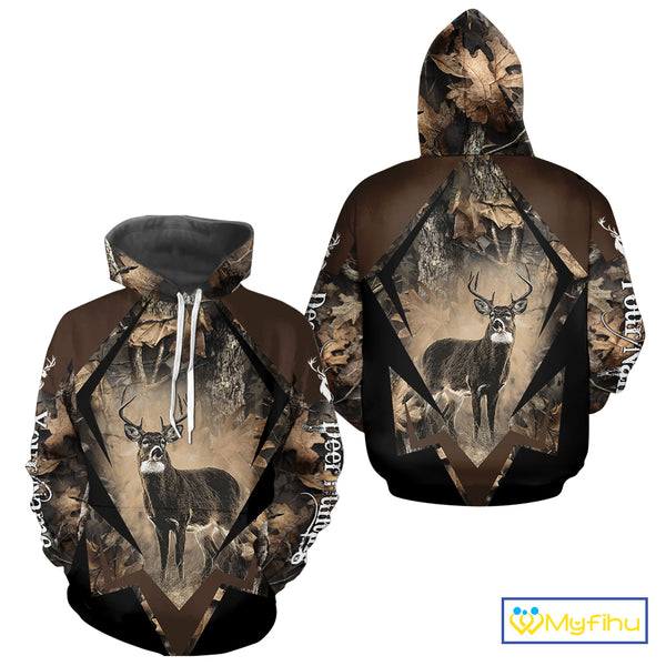 Whitetail Deer Hunting 3D All Over Printed Hoodie, Long Sleeve Hunting Shirt For Men NHT339