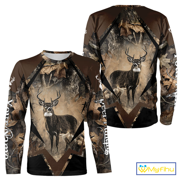 Whitetail Deer Hunting 3D All Over Printed Hoodie, Long Sleeve Hunting Shirt For Men NHT339