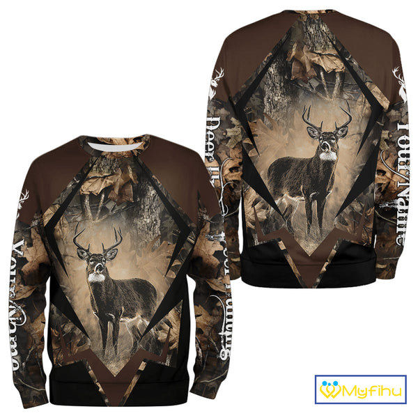 Whitetail Deer Hunting 3D All Over Printed Hoodie, Long Sleeve Hunting Shirt For Men NHT339