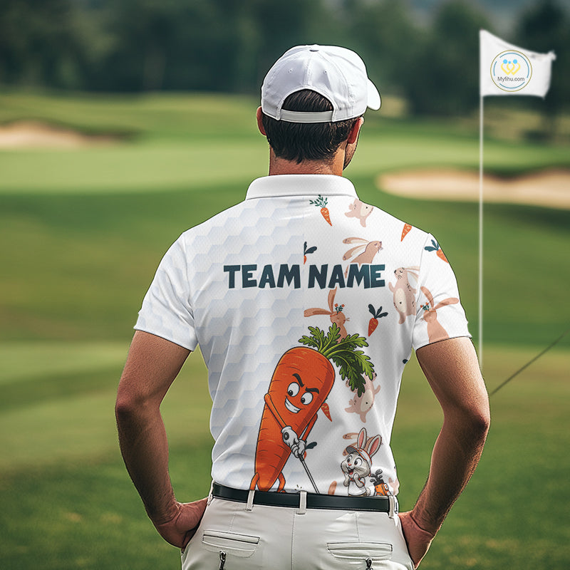 Rabbit Carrot Golf Polo Shirt Funny Golfer Bunny Custom Team Name Jersey NHT892