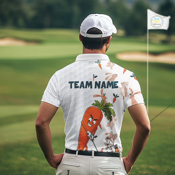 Rabbit Carrot Golf Polo Shirt Funny Golfer Bunny Custom Team Name Jersey NHT892