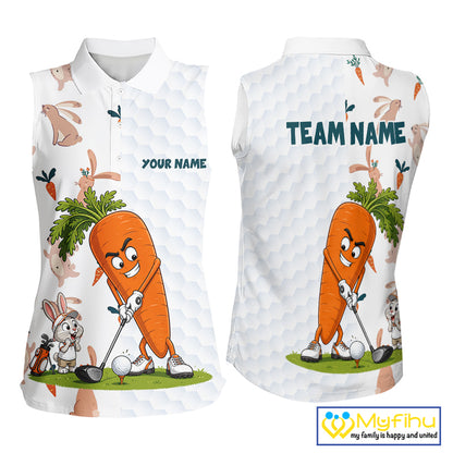 Rabbit Carrot Golf Polo Shirt Funny Golfer Bunny Custom Team Name Jersey NHT892