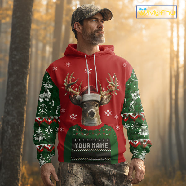Merry Huntmas Deer Hunting Christmas Gifts, Personalized Huntmas Deer Hunting Shirt NHT307
