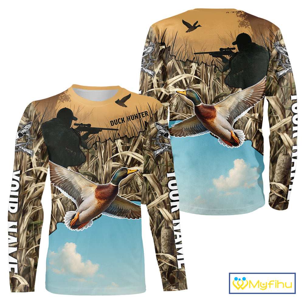 Duck Hunting Camo Shirt For Duck Hunters, Best Hoodie Hunting Gifts NHT373