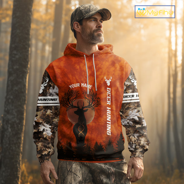Deer Hunting Season Shirt DNA Tree Design Camo Big Game Hunting Gift, Hunting Clothes For Men NHT45