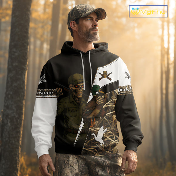 Duck Hunting Shirt Personalized Grim Reaper Camo Hunting Clothes For Men, Duck Hunting Gift NHT150