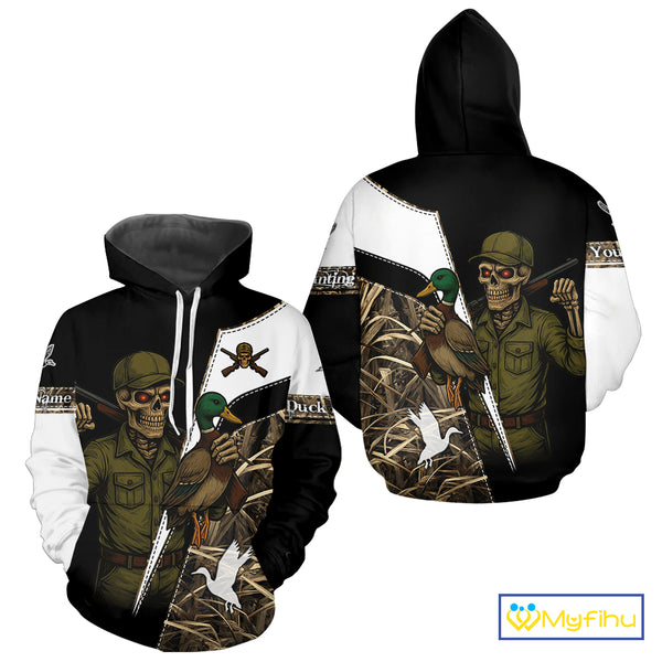 Duck Hunting Shirt Personalized Grim Reaper Camo Hunting Clothes For Men, Duck Hunting Gift NHT150