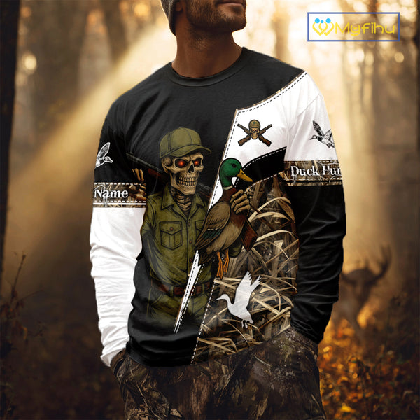 Duck Hunting Shirt Personalized Grim Reaper Camo Hunting Clothes For Men, Duck Hunting Gift NHT150
