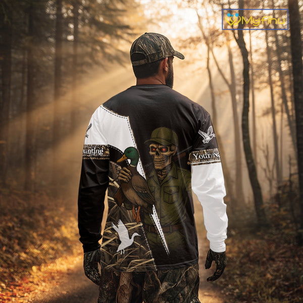 Duck Hunting Shirt Personalized Grim Reaper Camo Hunting Clothes For Men, Duck Hunting Gift NHT150