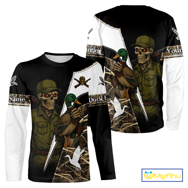 Duck Hunting Shirt Personalized Grim Reaper Camo Hunting Clothes For Men, Duck Hunting Gift NHT150