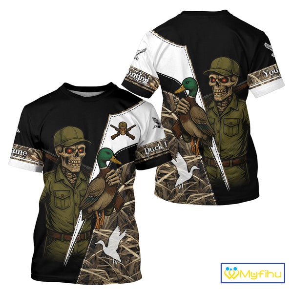 Duck Hunting Shirt Personalized Grim Reaper Camo Hunting Clothes For Men, Duck Hunting Gift NHT150