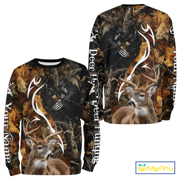 Deer Hunting Bow Grim Reaper Camouflage Shirts for Deer Hunters, Bow Hunting Shirts NHT317
