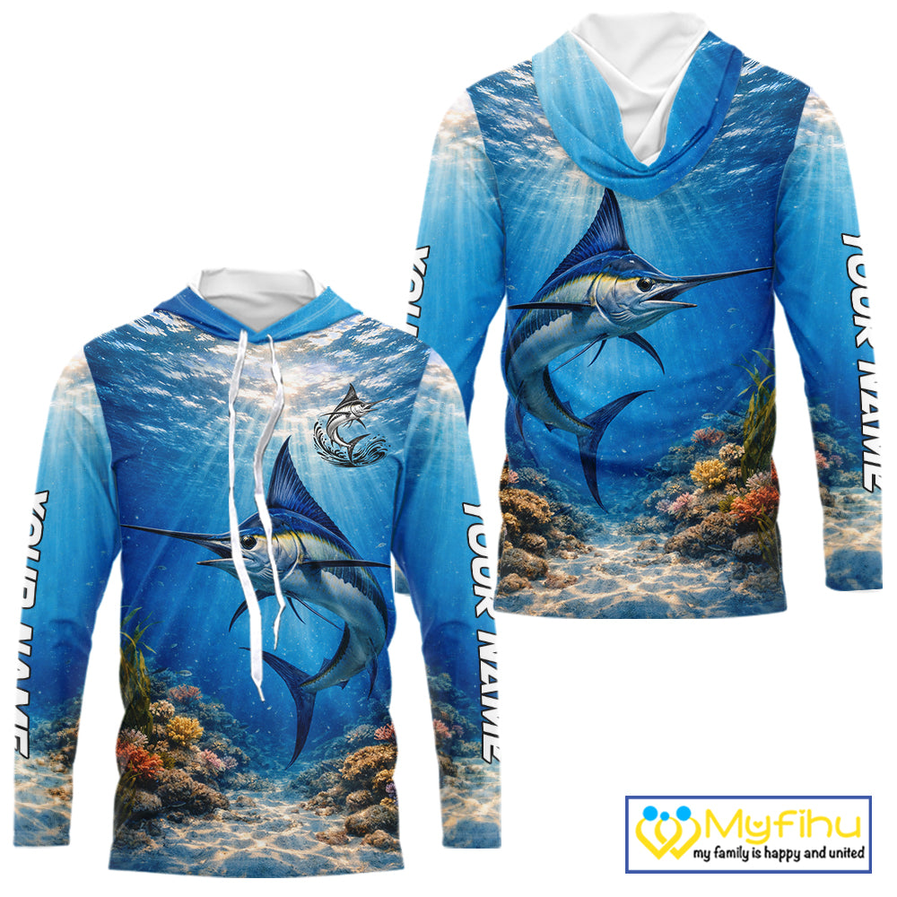 Personalized Offshore Fishing Jerseys, Marlin Fishing Shirts Long Sleeve For Men NHT822