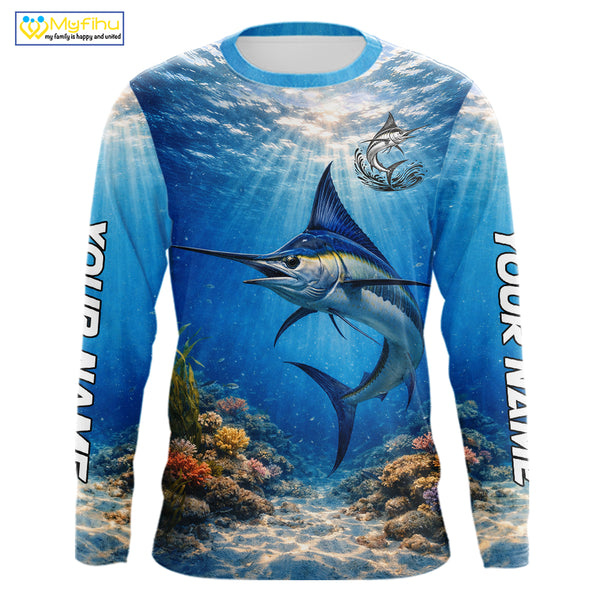 Personalized Offshore Fishing Jerseys, Marlin Fishing Shirts Long Sleeve For Men NHT822
